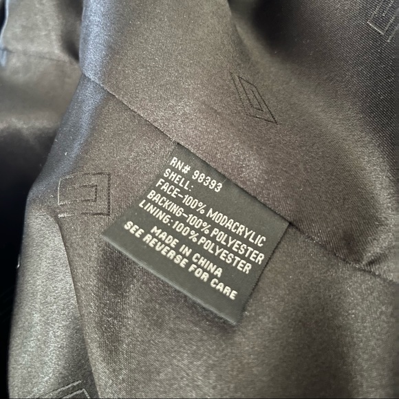 PAMELA McCOY Tiger Mills Black Faux Fur Hooded Coat Size Medium - Picture 7 of 9